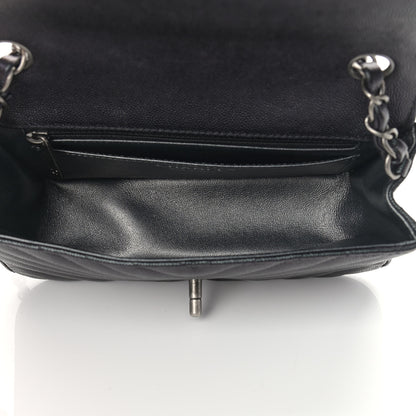 Chanel Iridescent Caviar Chevron Quilted Mini Rectangular Flap Black 5 of 9