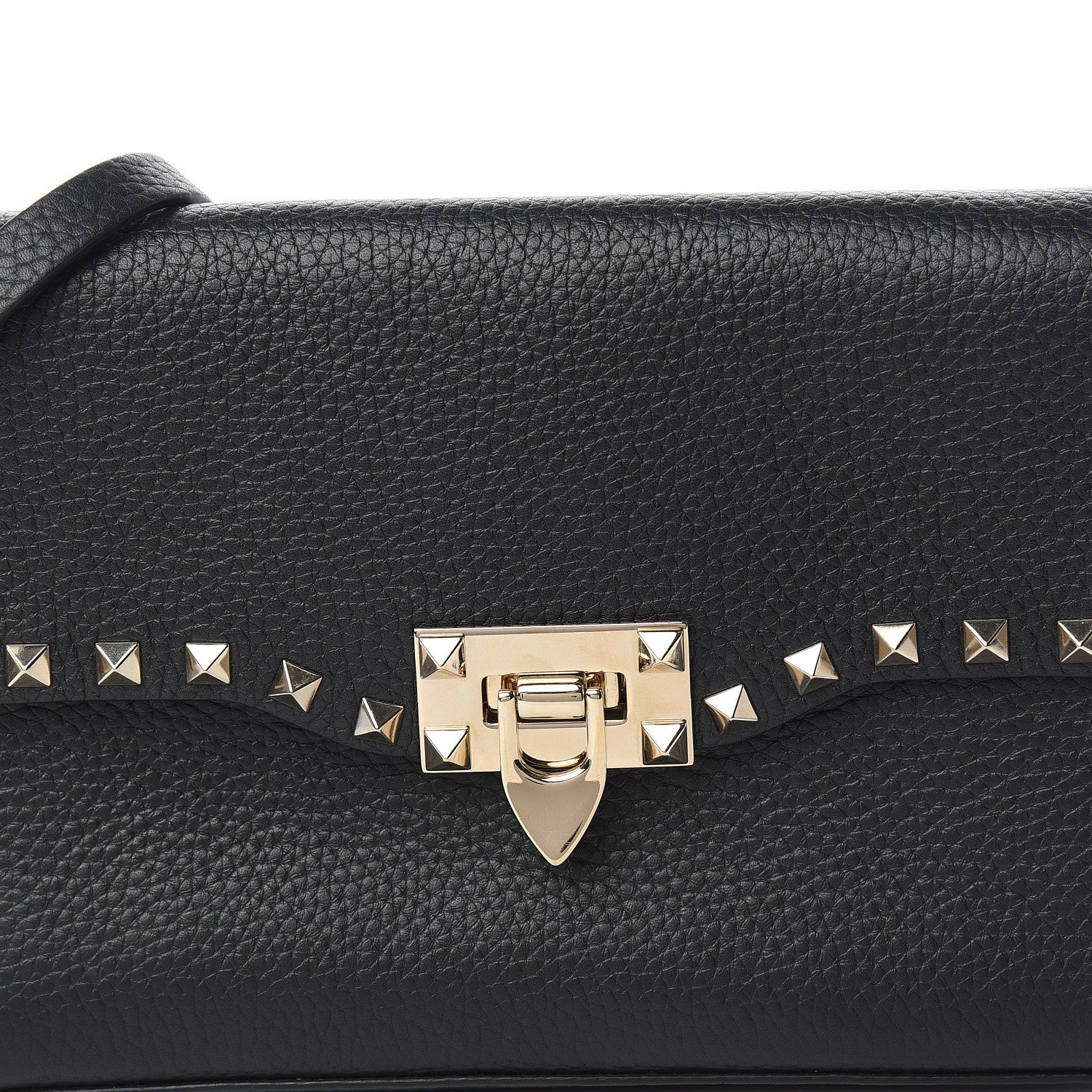 Valentino Garavani Pebbled Calfskin Medium Rockstud Flip Lock Crossbody Bag Black 8 of 8