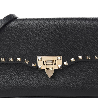 Valentino Garavani Pebbled Calfskin Medium Rockstud Flip Lock Crossbody Bag Black 8 of 8