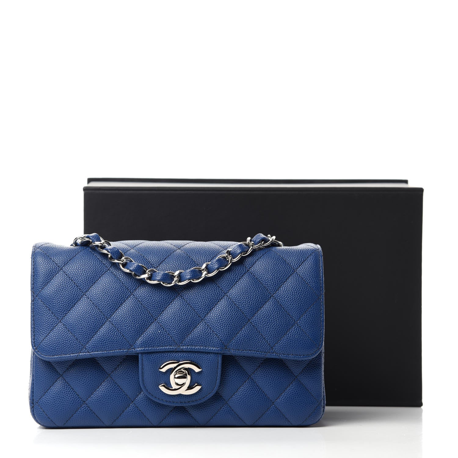 Chanel Caviar Quilted Mini Rectangular Flap Blue 12 of 12