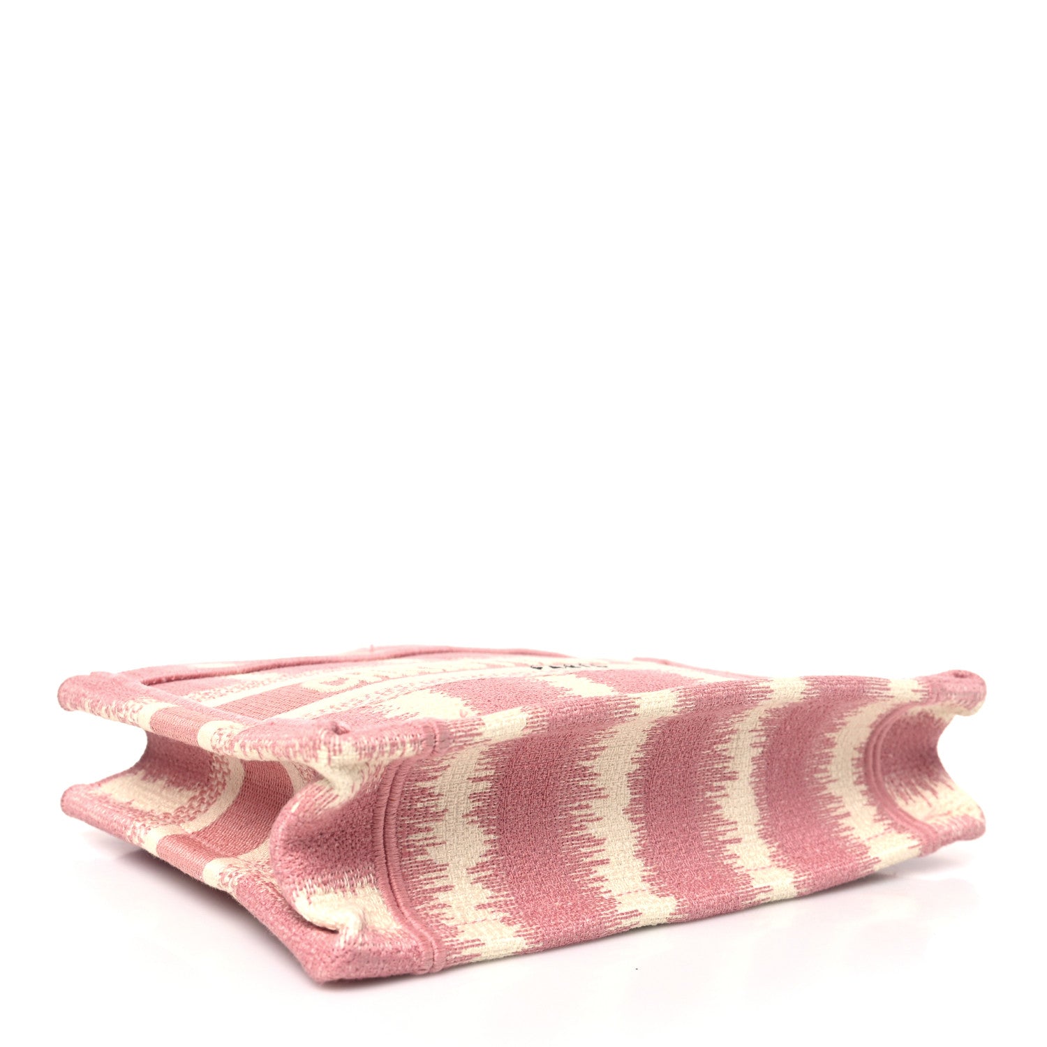 Christian Dior Canvas Embroidered Mini Striped Book Tote Pink Multicolor 4 of 11