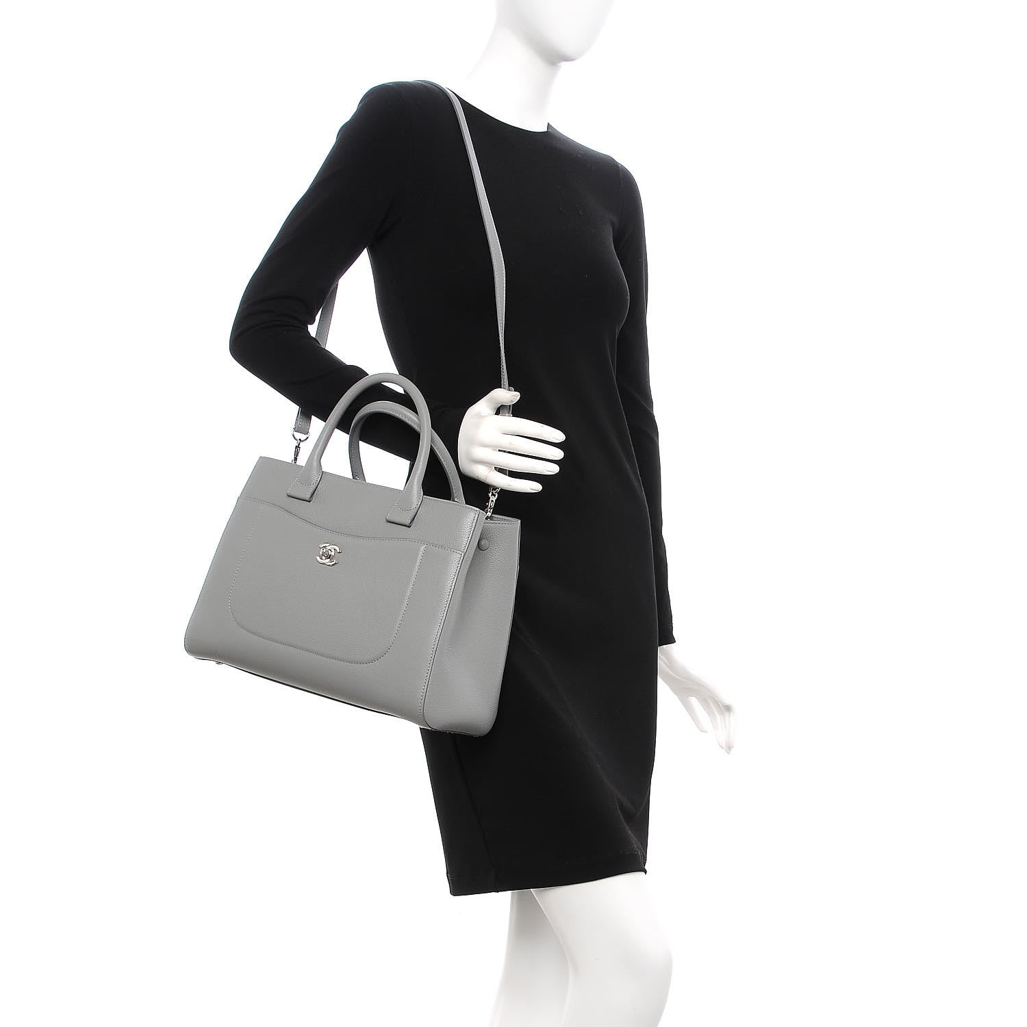 Chanel Grained Calfskin Small Neo Executive Shopper Tote Grey 2 of 8