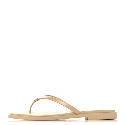 Chanel Goatskin CC Times Square Thong Sandals 37 Beige 1 of 20