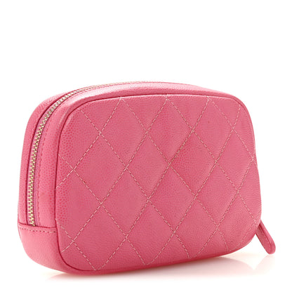 Chanel Caviar Quilted Small Curvy Pouch Cosmetic Case Pink 3 of 8