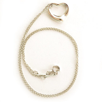 Tiffany Sterling Silver 16mm Elsa Peretti Open Heart Pendant Necklace 1 of 4