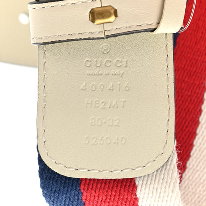 Gucci Nylon Calfskin Sylvie Web Double G 40mm Belt 80 32 Mystic White Hibiscus Red Maritime 3 of 5