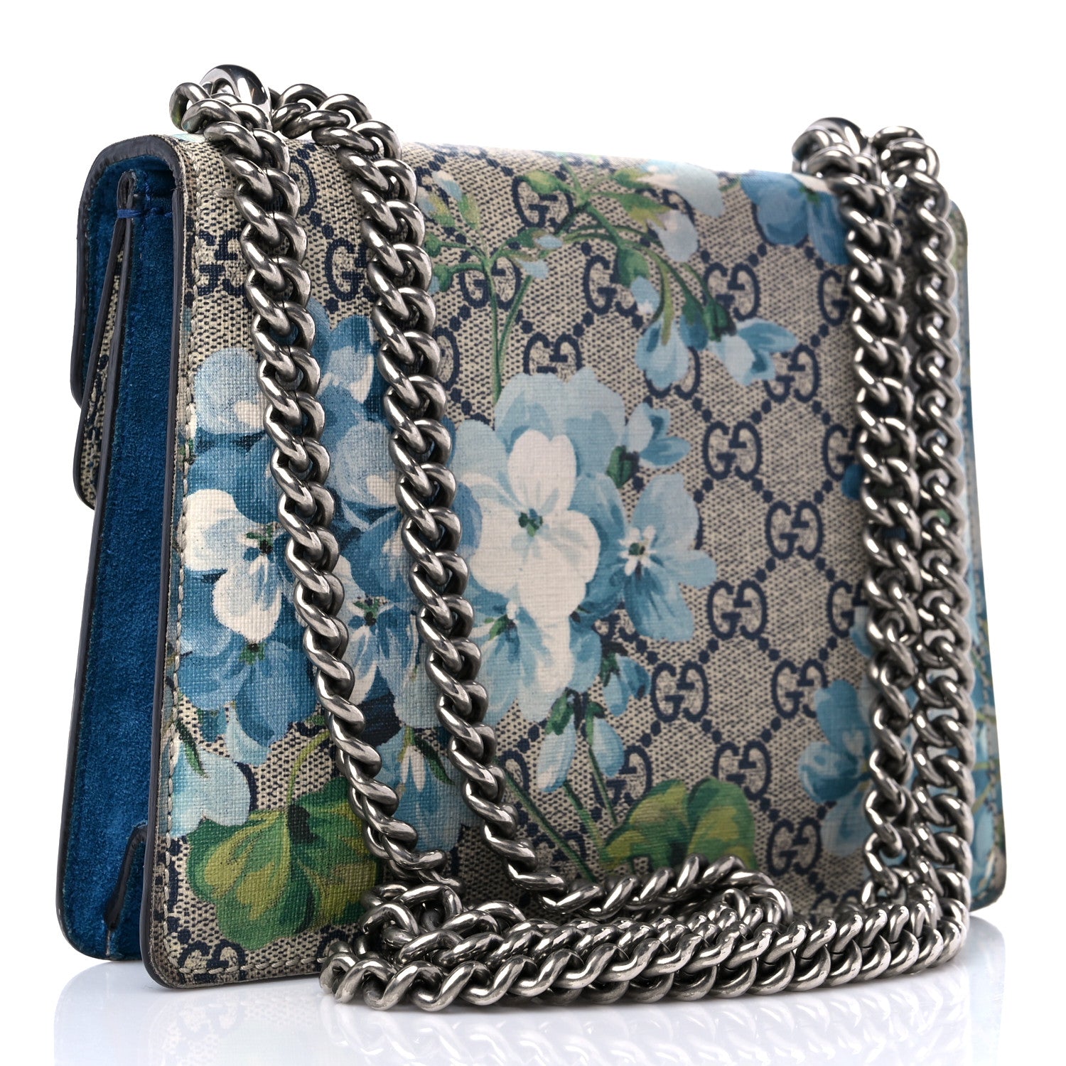 Gucci GG Supreme Monogram Blooms Mini Dionysus Shoulder Bag Beige Navy Vintage Blue 3 of 10