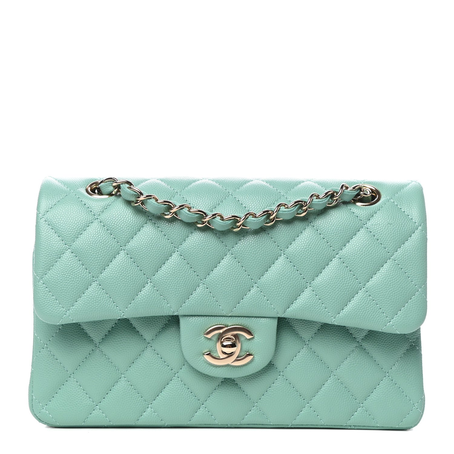 Chanel Caviar Quilted Small Double Flap Light Green 1 of 11