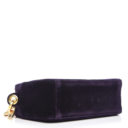 Prada Velluto Zip Top Chain Shoulder Bag Prugna 4 of 7