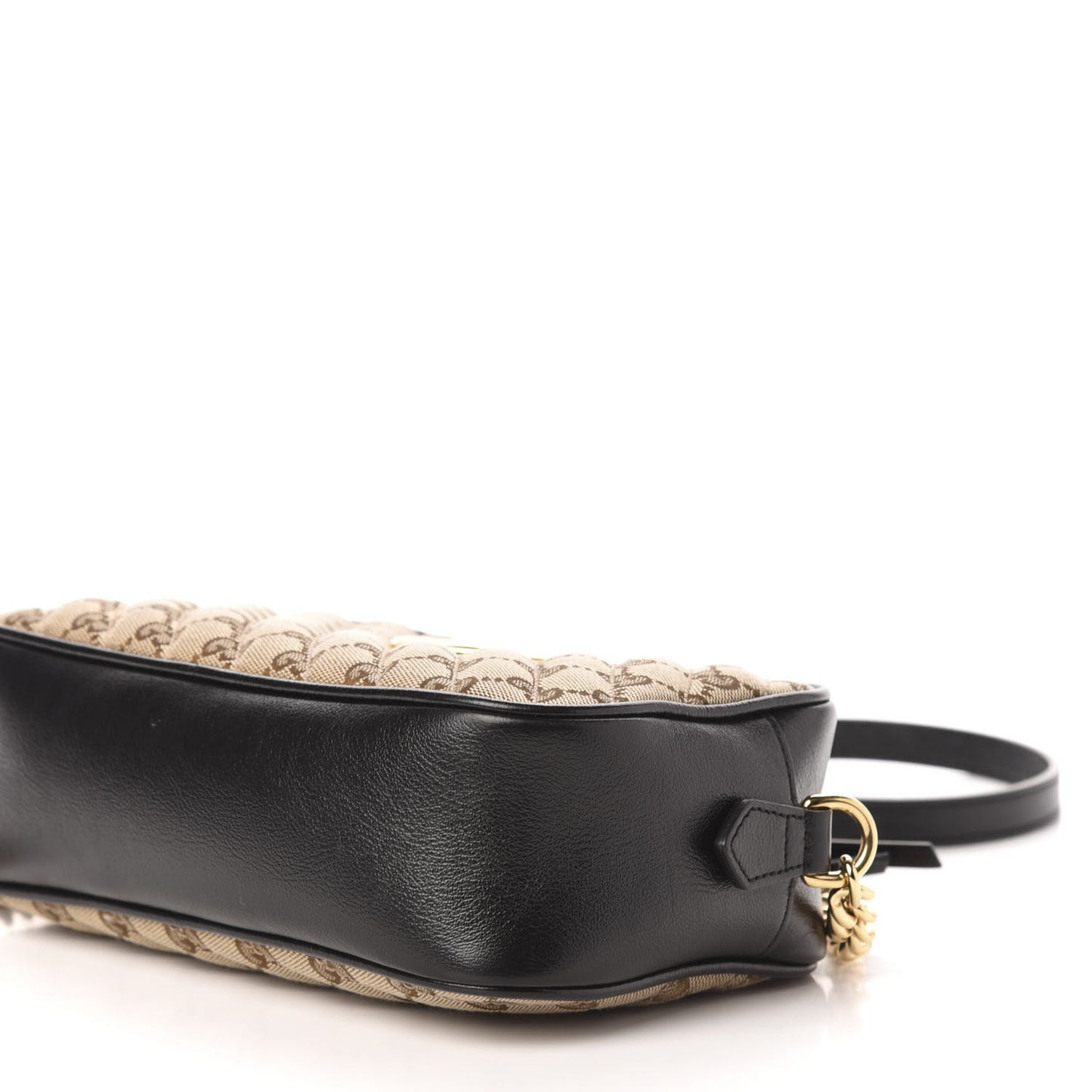 Monogram Matelasse Diagonal Small GG Marmont Chain Shoulder Bag Beige Black