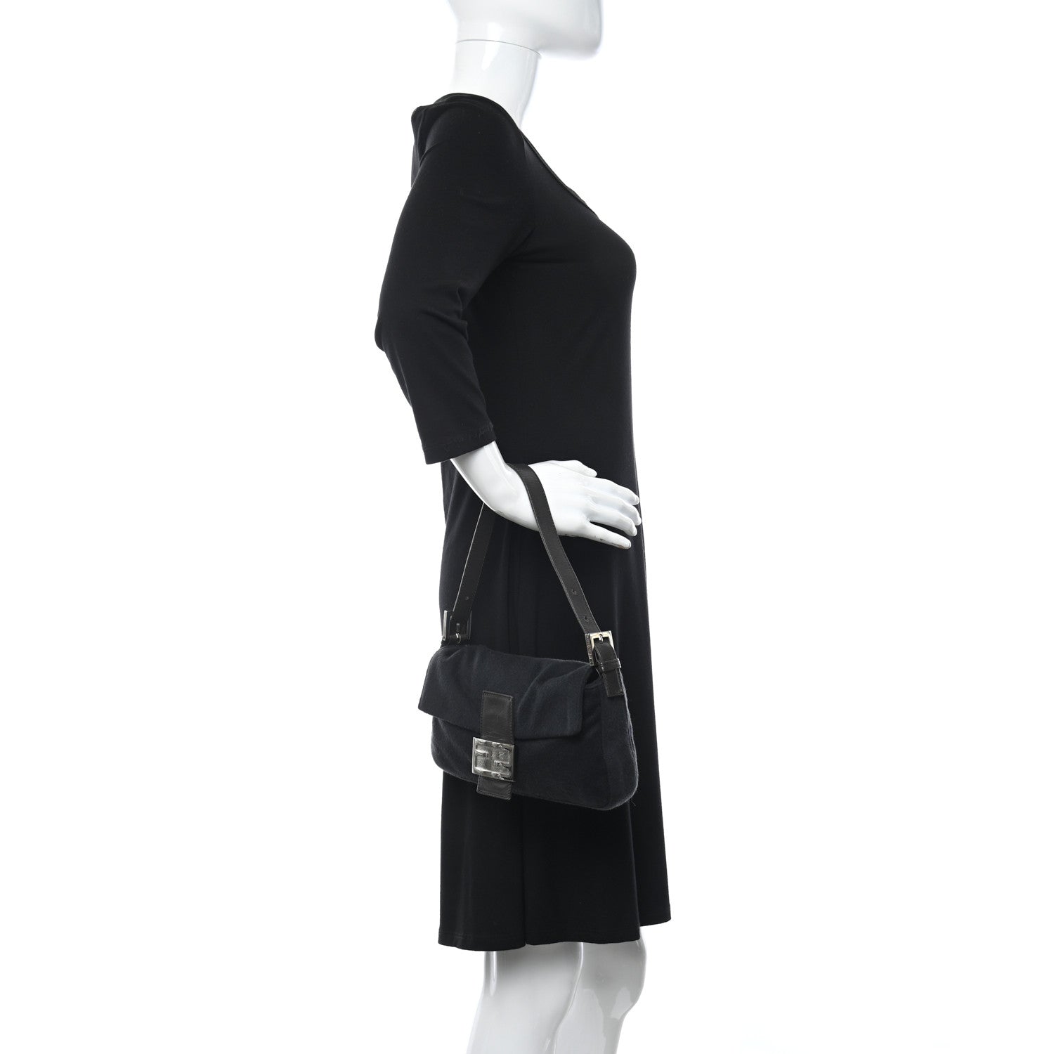 Fendi Wool Baguette Black 2 of 11