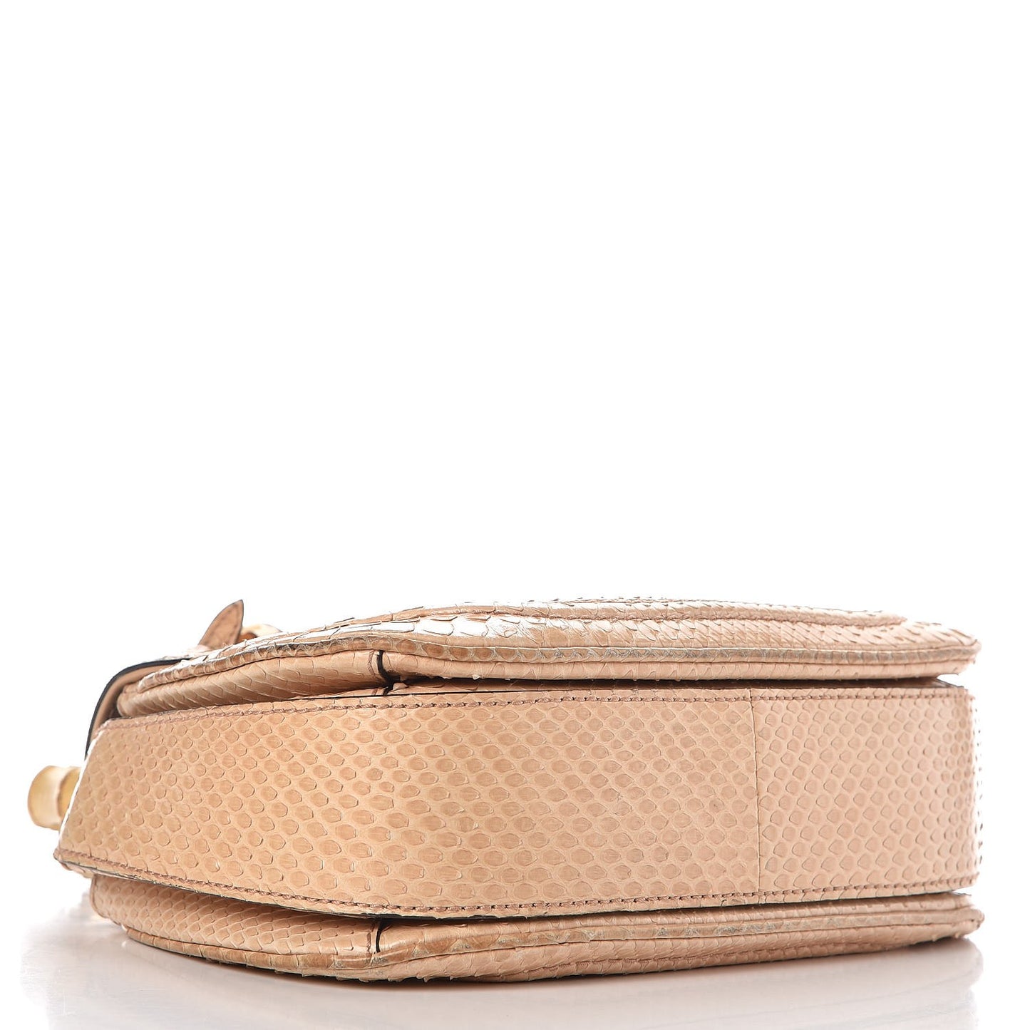 Python Small New Bamboo Top Handle Bag Beige