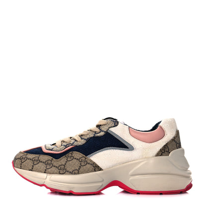 Gucci GG Supreme Monogram Mix Monogram Womens Rhyton Sneakers 36 London Blue Beige Pale Pink 1 of 15