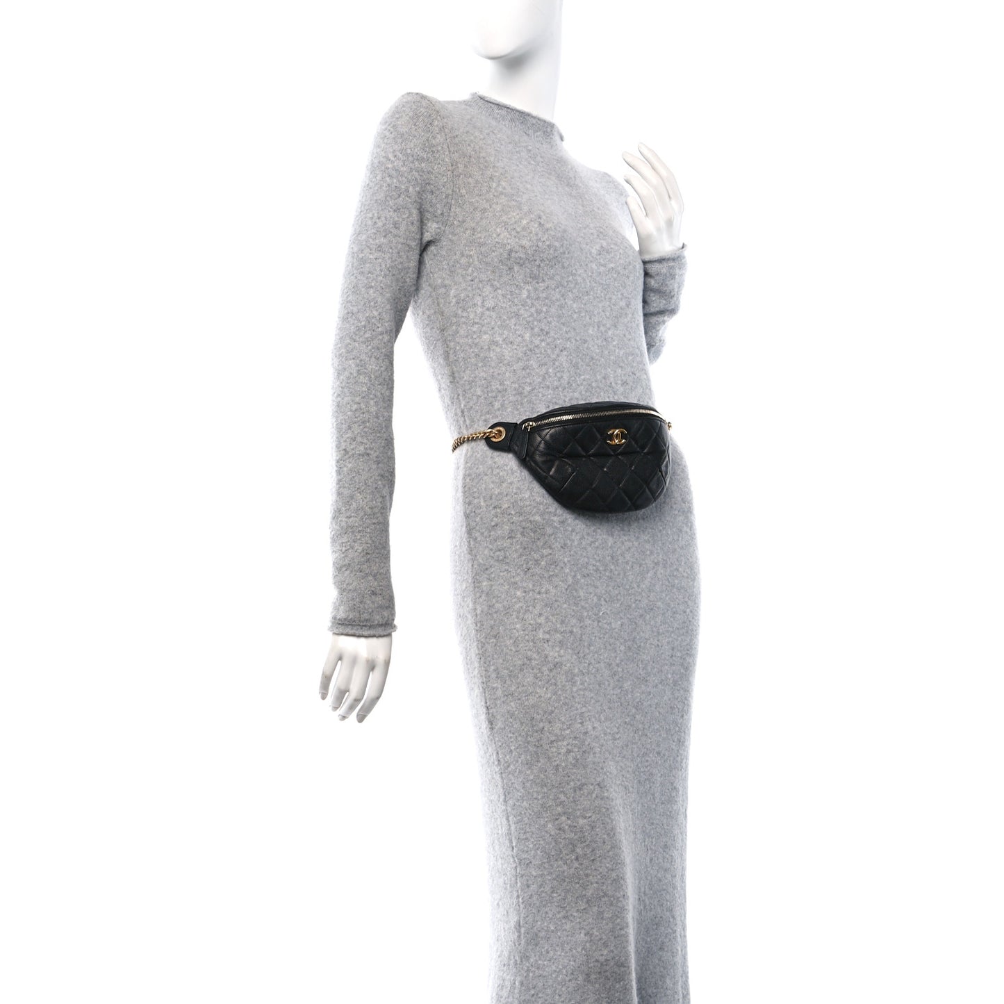 Caviar Quilted Sweetheart Belt Bag Black