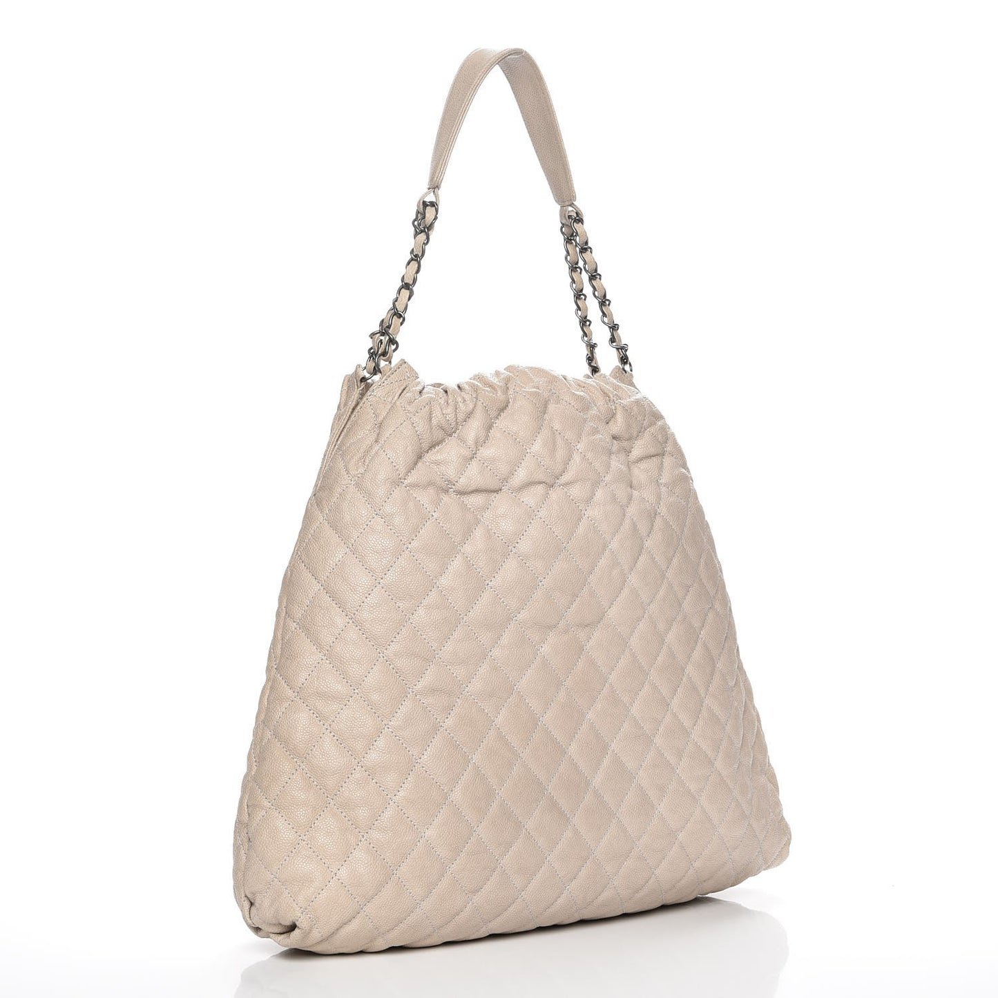 Caviar Quilted Large Elastic Tote Gray