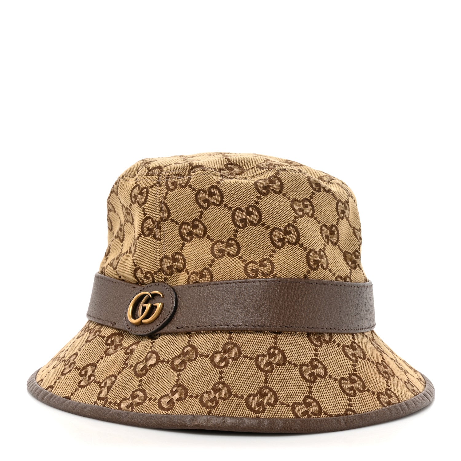 Gucci Monogram Textured Dollar Calfskin GG Jago Bucket Hat L Cacao Beige 1 of 10