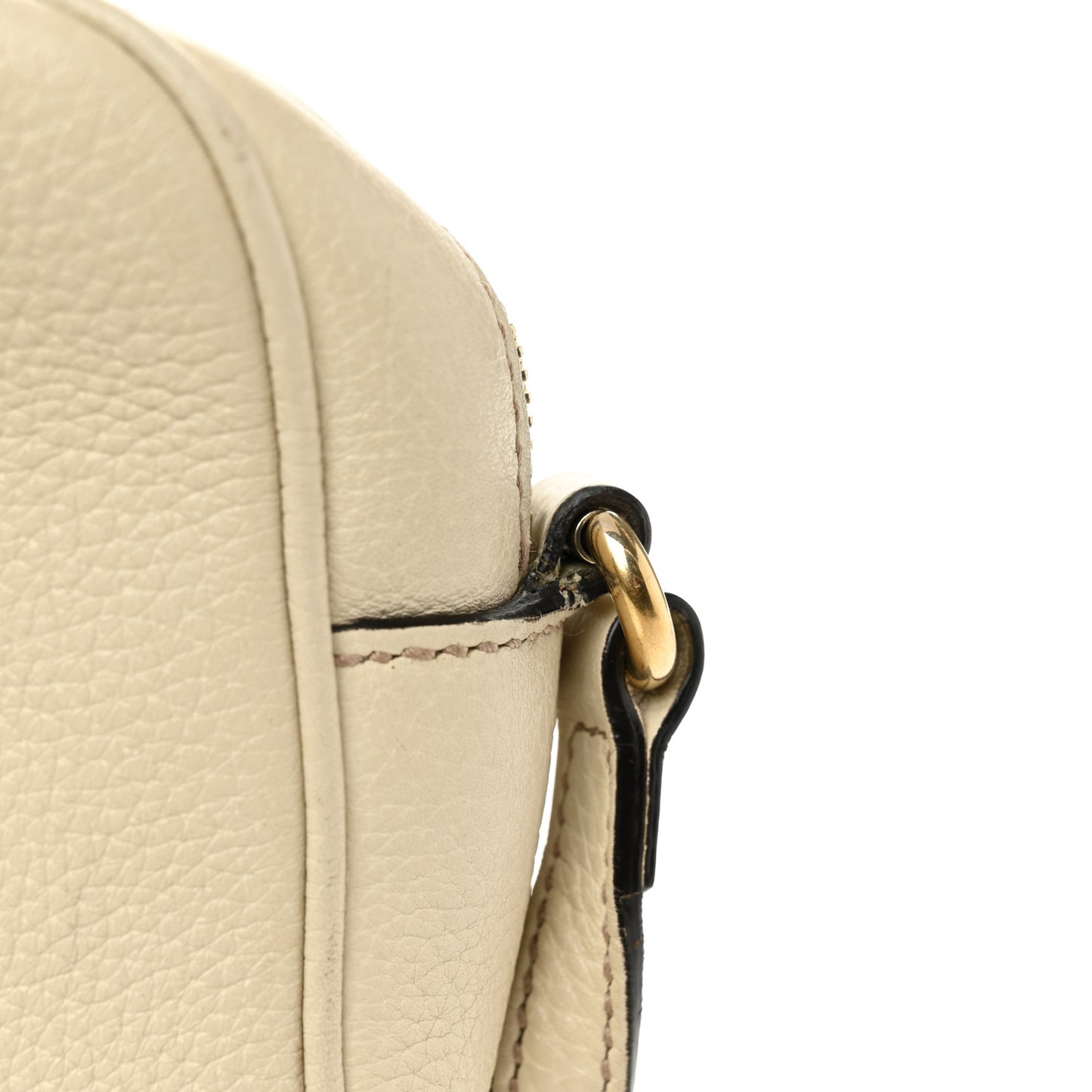 Pebbled Calfskin Small Soho Disco Bag Off White