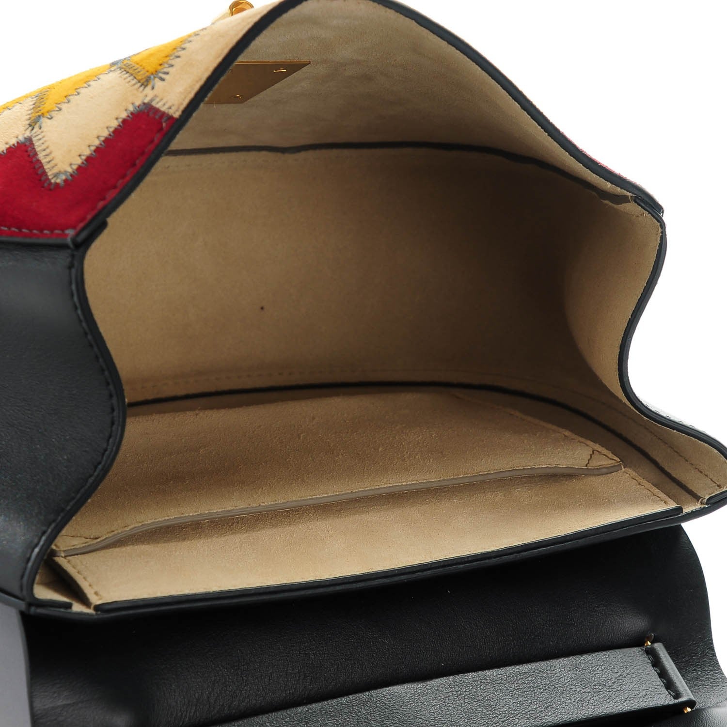 Chloe Suede Calfskin Patchwork Drew Shoulder Bag Black 5 of 8