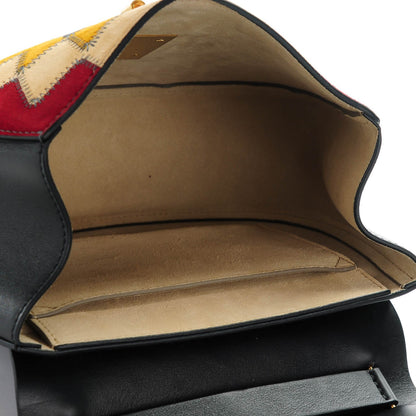 Chloe Suede Calfskin Patchwork Drew Shoulder Bag Black 5 of 8