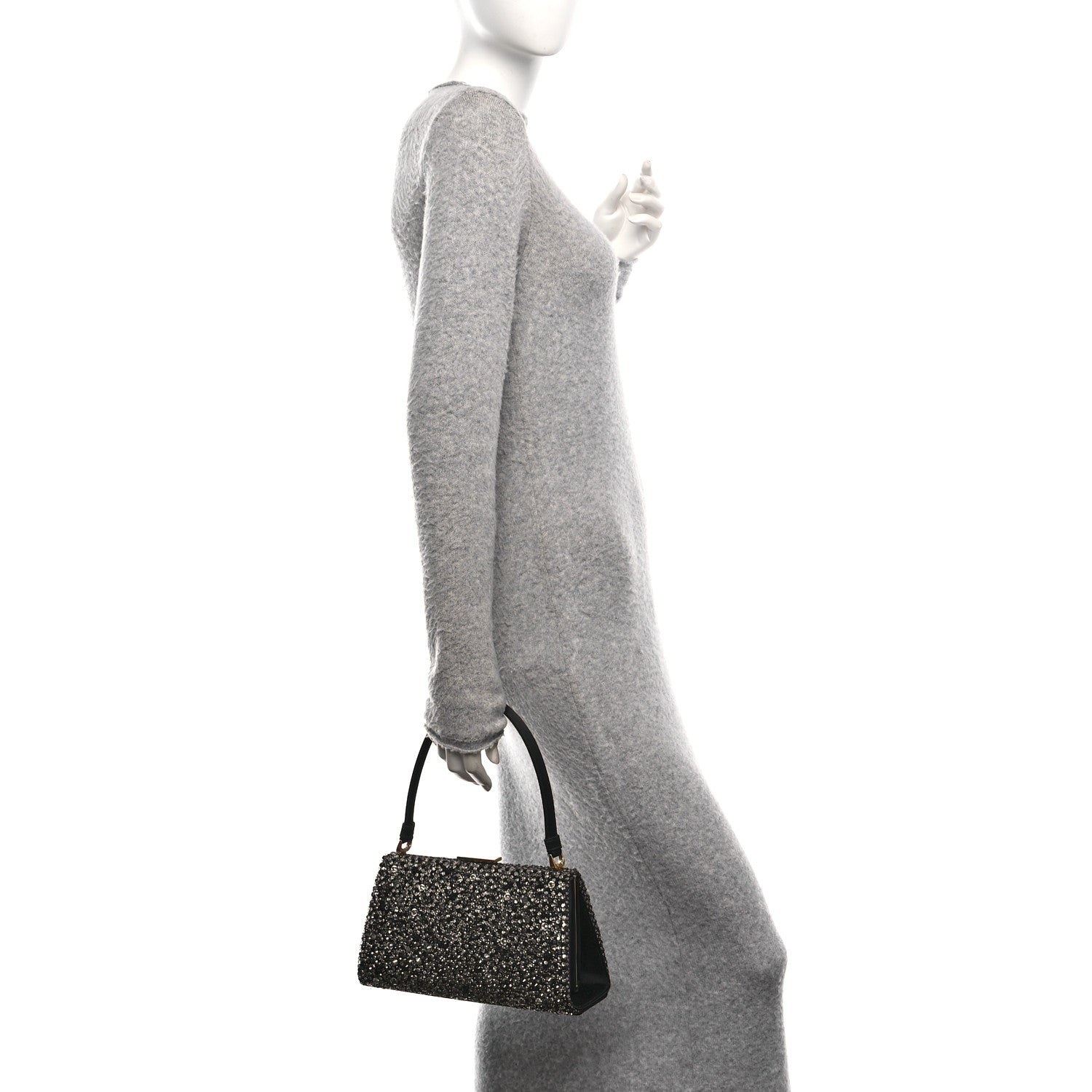 Christian Dior Satin Sequin Frame Bag Black 2 of 10