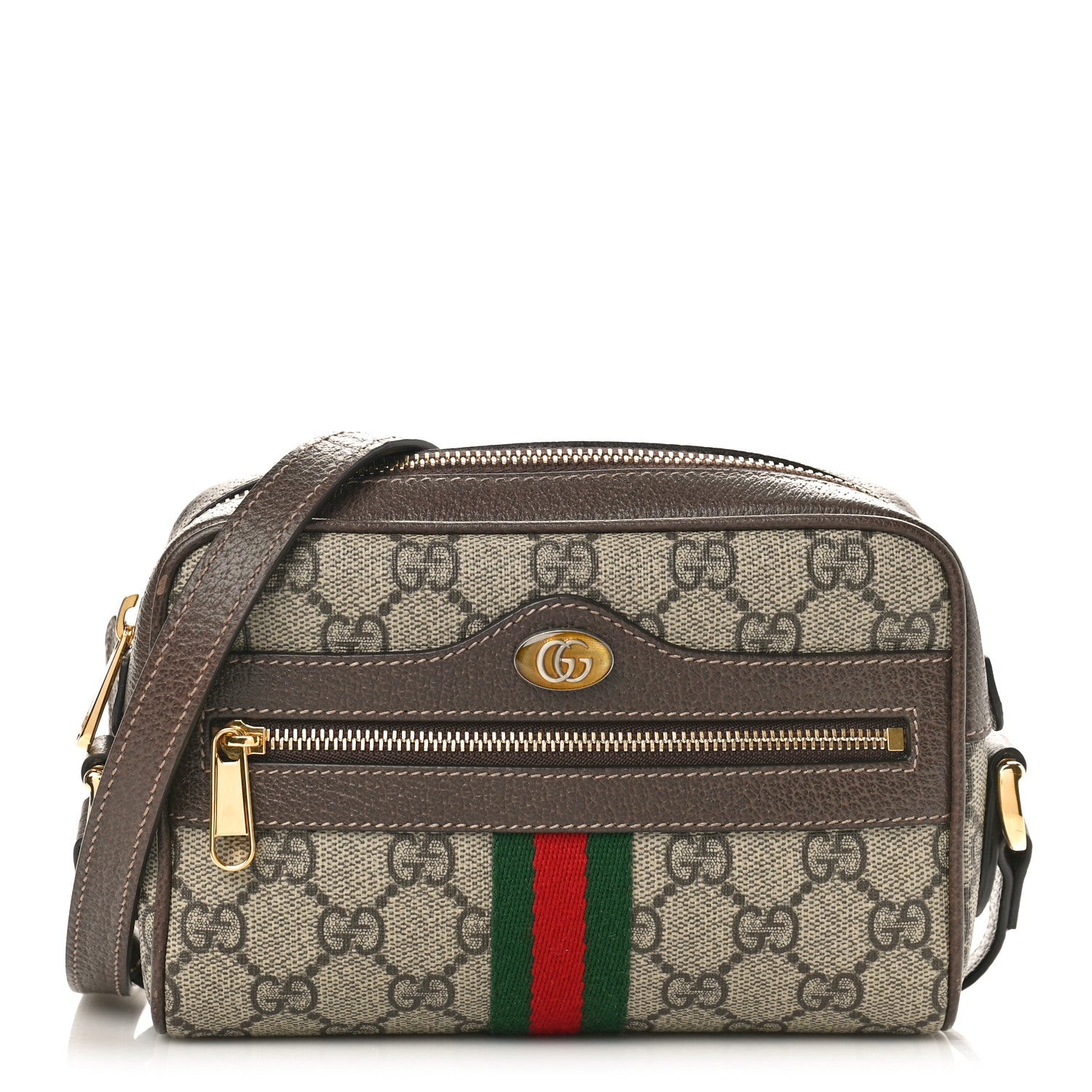 Gucci GG Supreme Monogram Web Mini Ophidia Shoulder Bag Brown 1 of 9