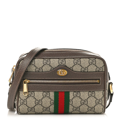Gucci GG Supreme Monogram Web Mini Ophidia Shoulder Bag Brown 1 of 9