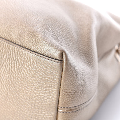 Gucci Metallic Pebbled Calfskin Medium Soho Chain Shoulder Bag Golden Beige 13 of 15