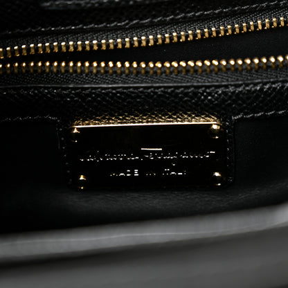 Salvatore Ferragamo Hammered Calfskin Vara Bow Chain Tote Black 6 of 10