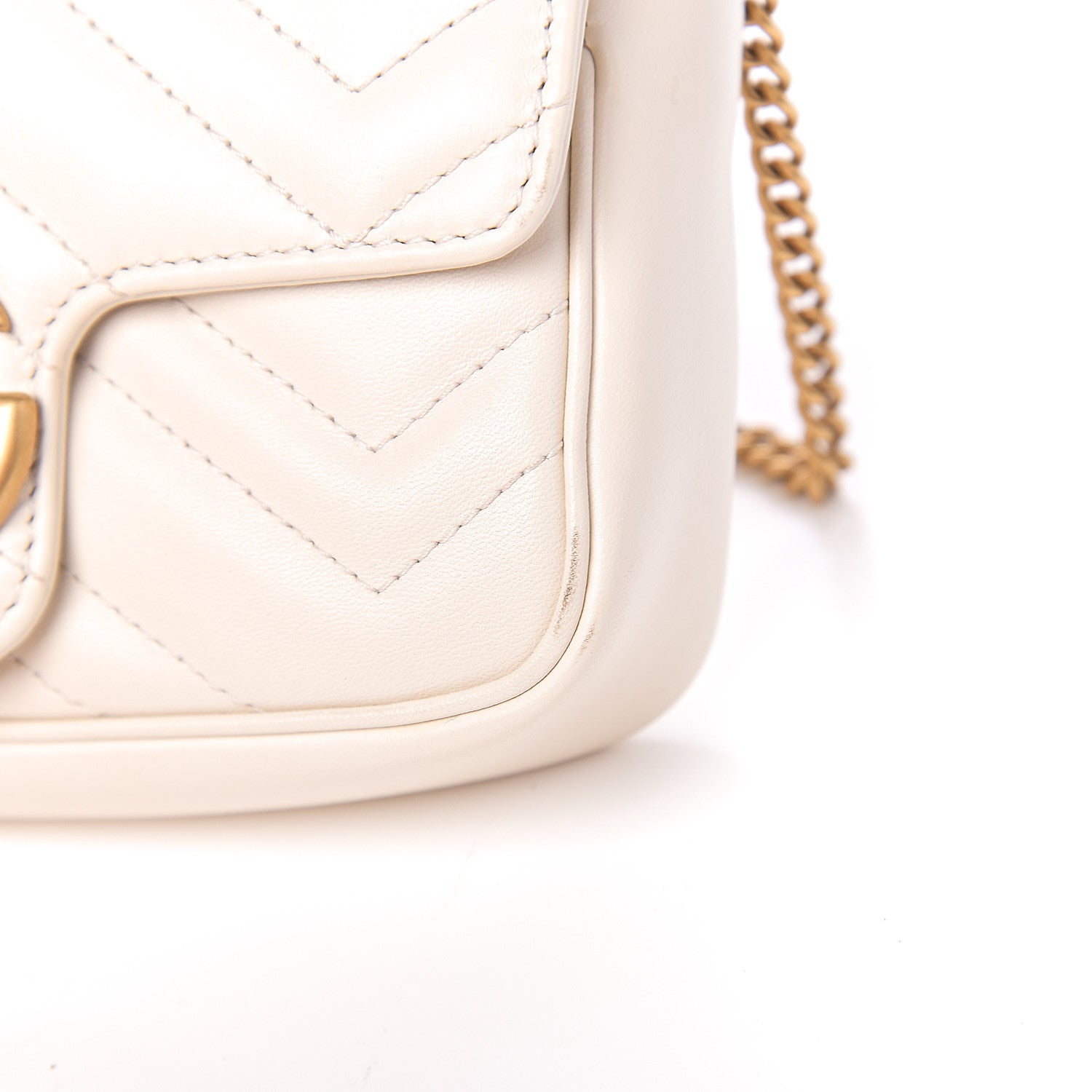 Gucci Calfskin Matelasse Super Mini GG Marmont Shoulder Bag White 9 of 11