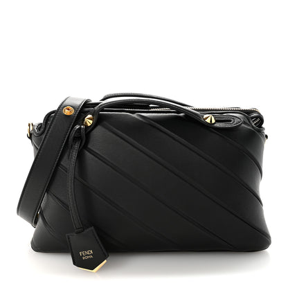 Fendi Vitello Dolce Diagonal Embossed Medium By The Way Boston Bag Black 1 of 10