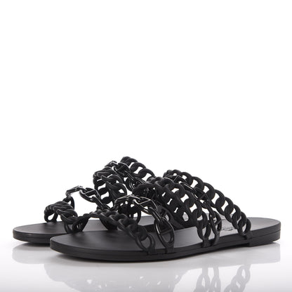 Hermes Rubber Chaine d'Ancre Nude Sandals 38 Black 3 of 8
