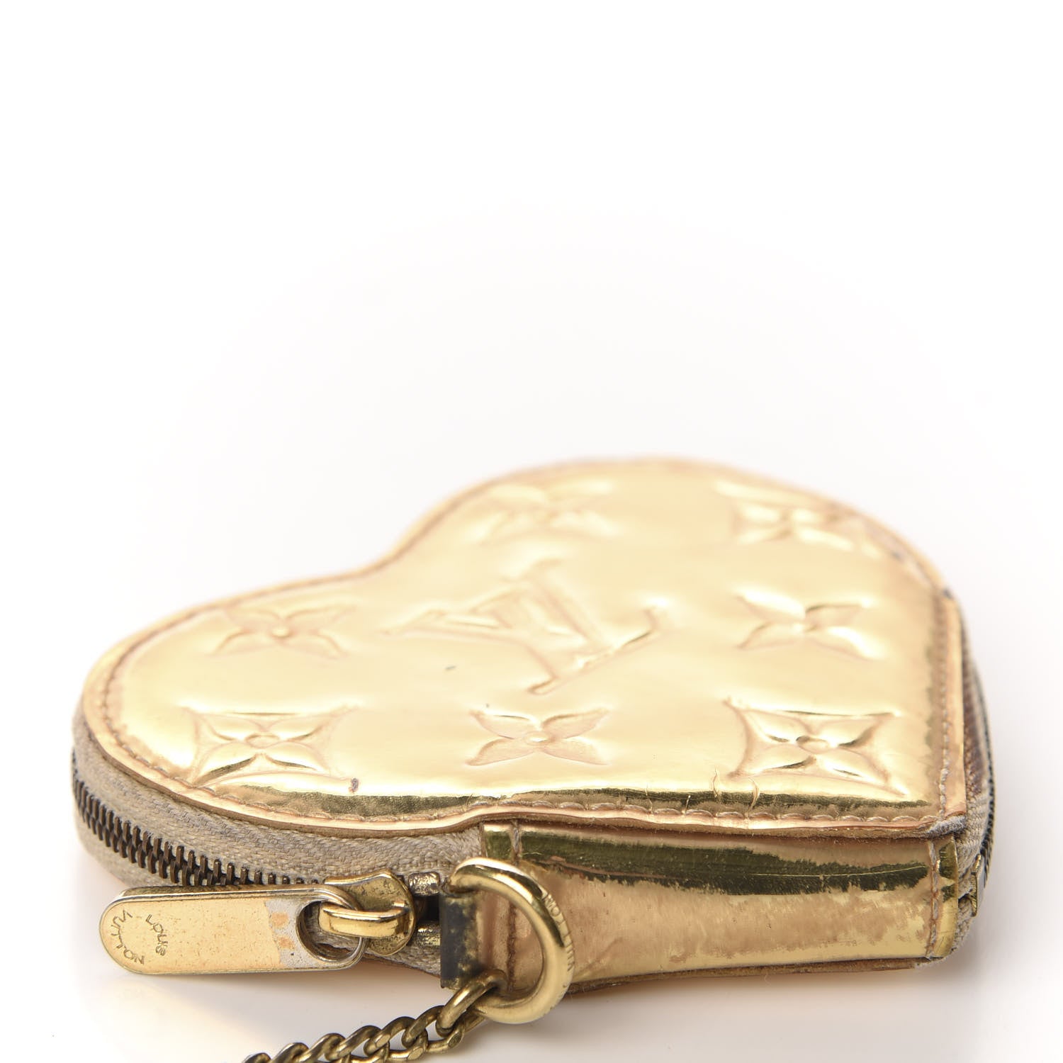 Louis Vuitton Monogram Miroir Heart Coin Purse Gold 637272