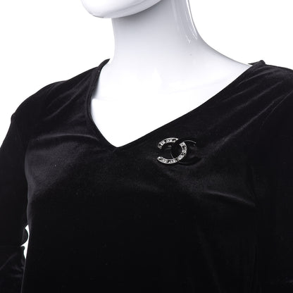 Chanel Enamel Crystal CC Brooch Black 2 of 5