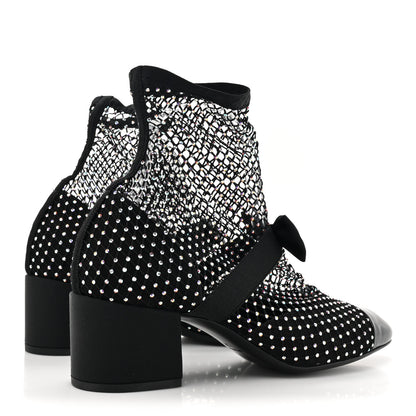 Chanel Resille Strass Kid Suede Patent Mary Jane Short Boots 38 Black 4 of 8