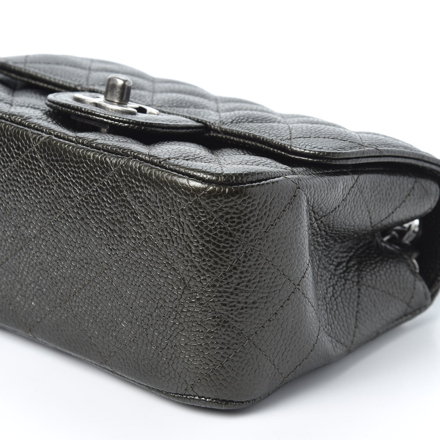 Caviar Quilted Mini Square Flap Charcoal