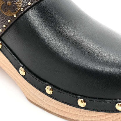 Louis Vuitton Calfskin Patent Monogram Cottage Clog Mules 40 Black 10 of 10