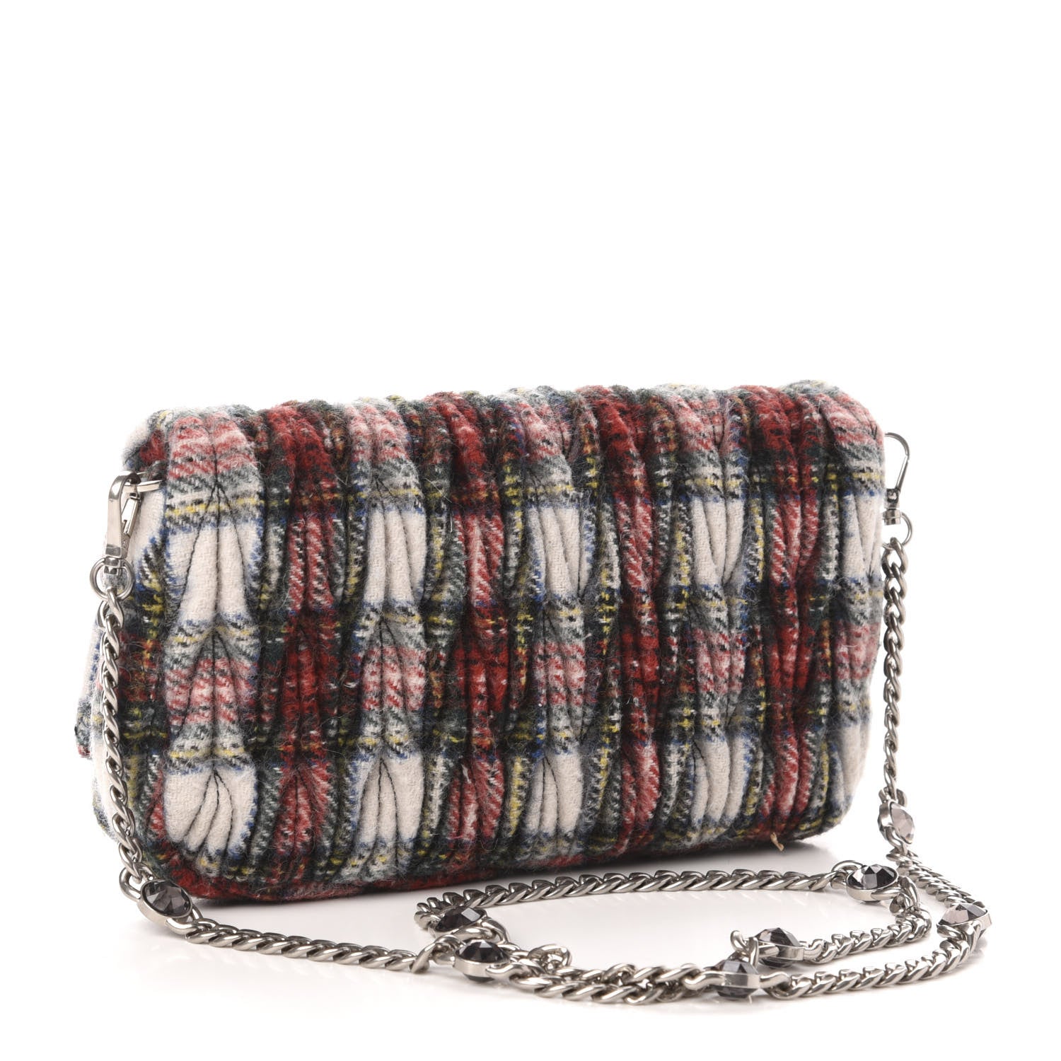 Miu Miu Tartan Matelasse Small Flap Naturale 3 of 9