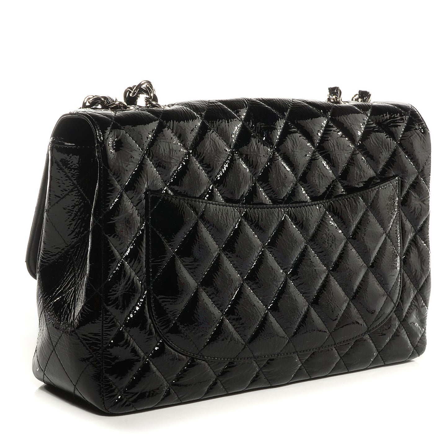 Distressed Patent Jumbo Single Flap Black