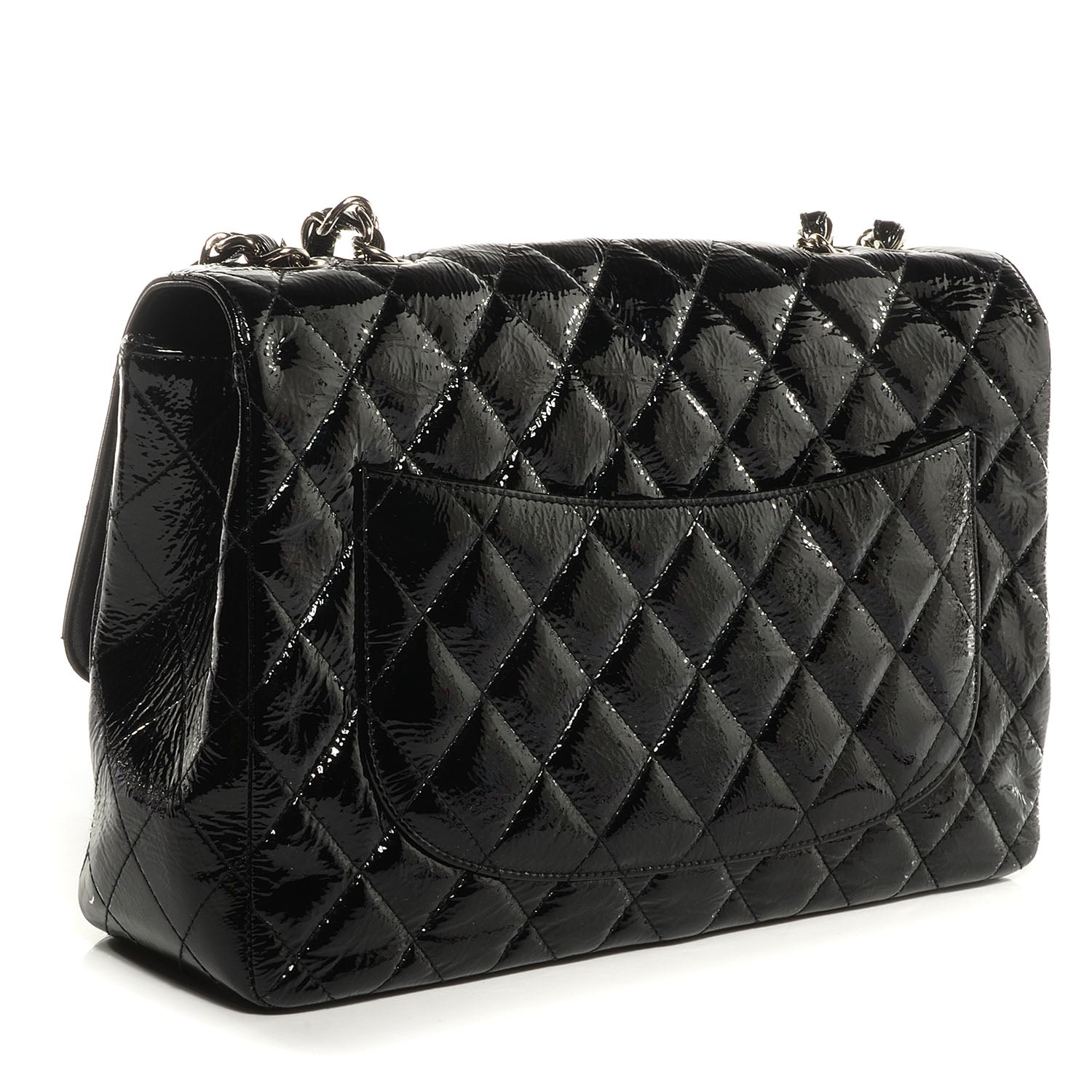 Chanel Distressed Patent Jumbo Single Flap Black 3 of 8