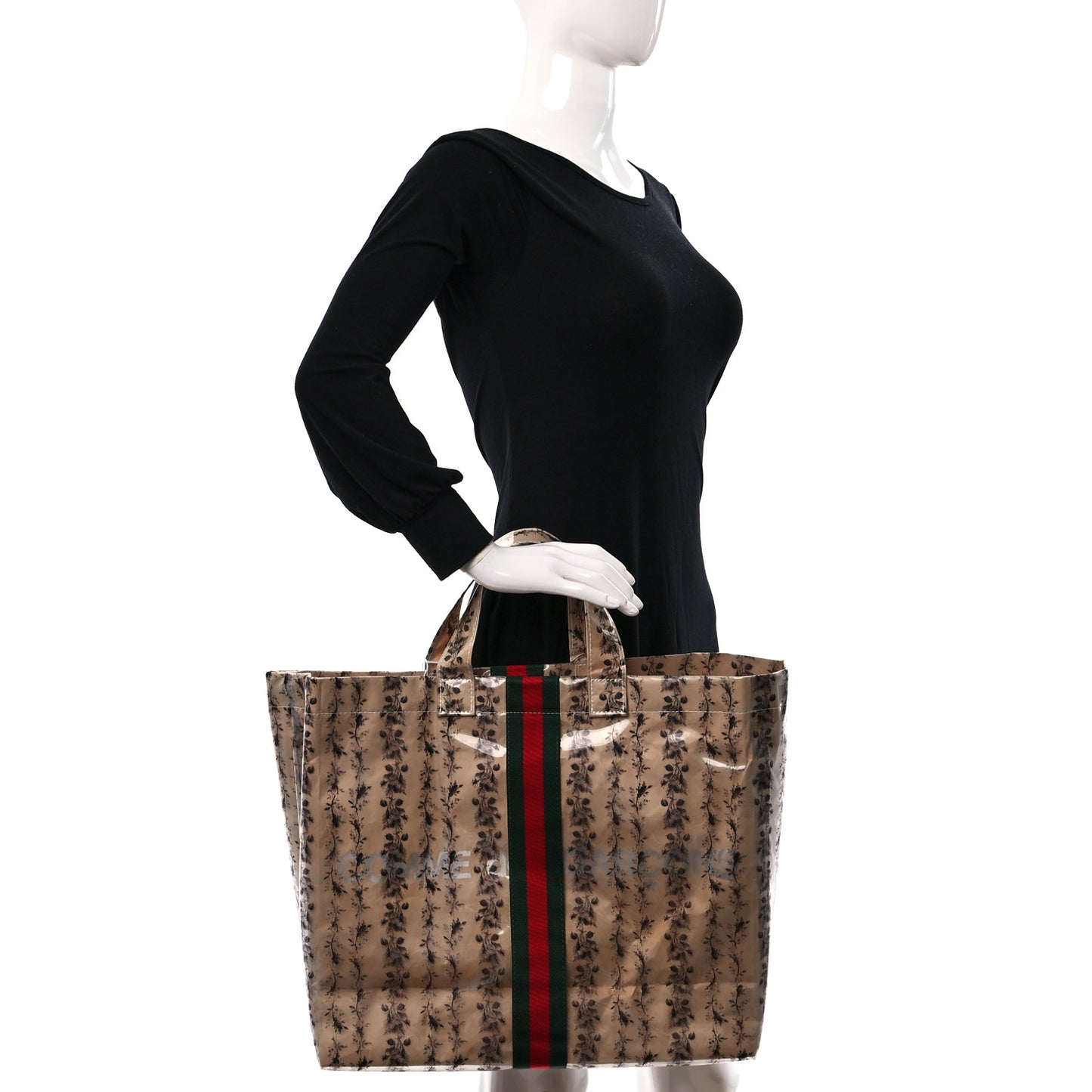 X COME DE GARCONS Plastic Web Floral Paper Shopper Tote