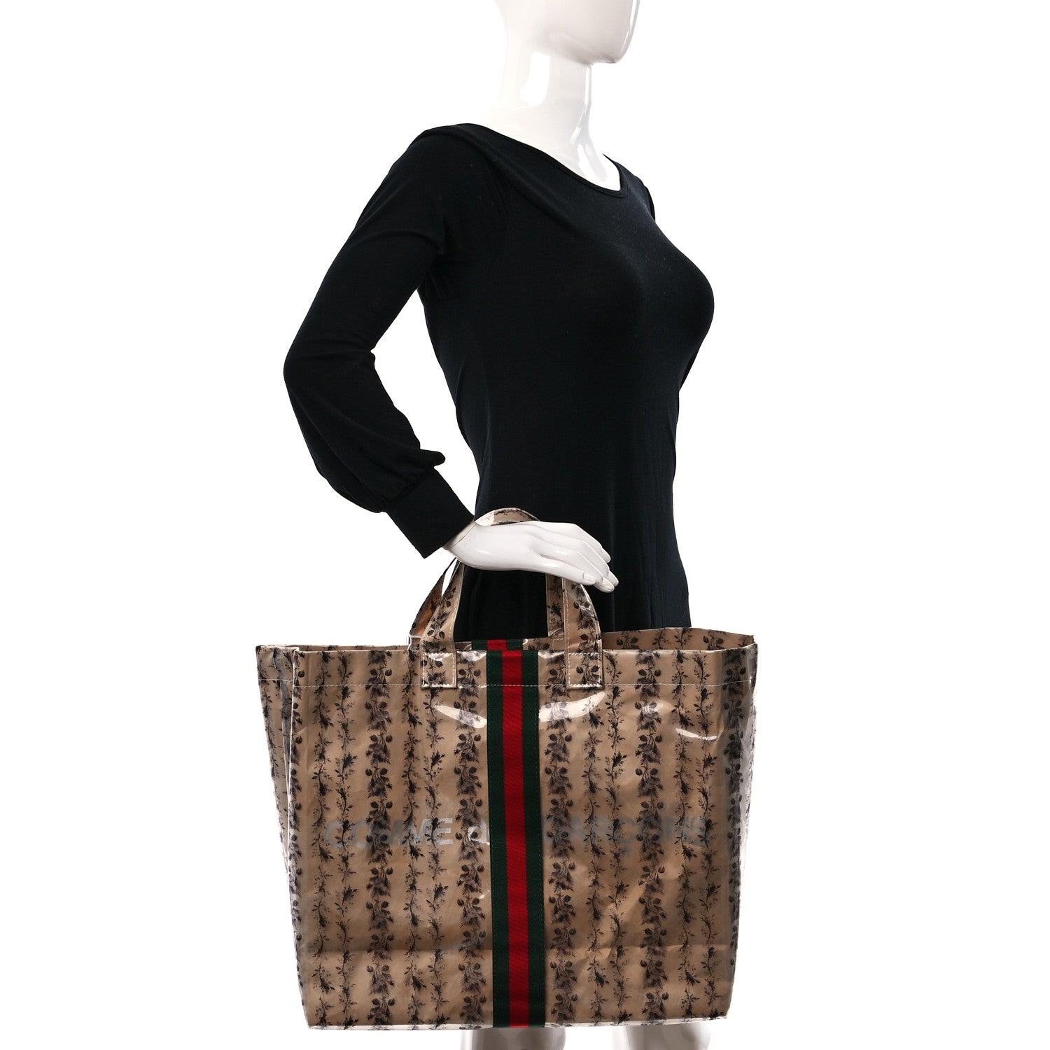 Gucci X COME DE GARCONS Plastic Web Floral Paper Shopper Tote 2 of 9