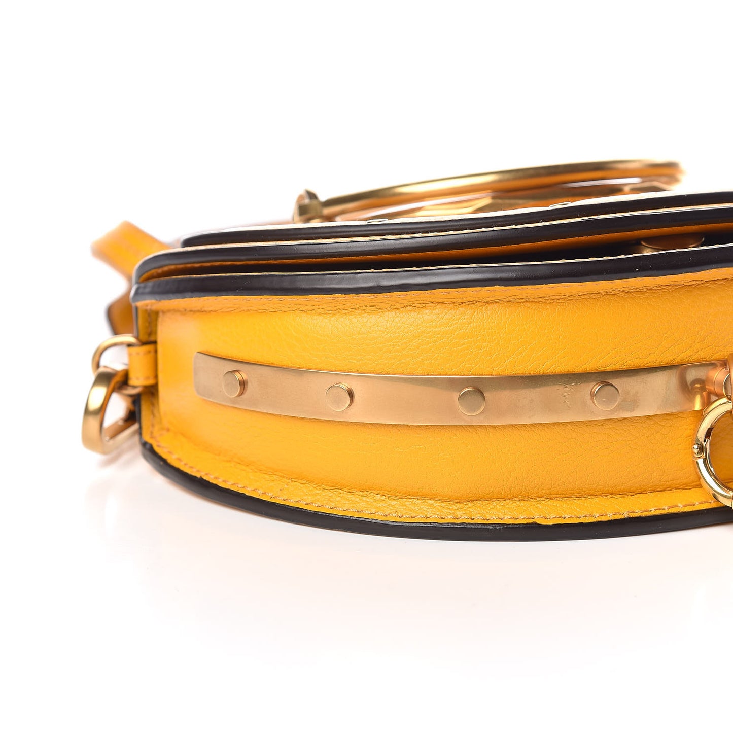 Calfskin Small Nile Bracelet Minaudiere Bag Dark Ochre