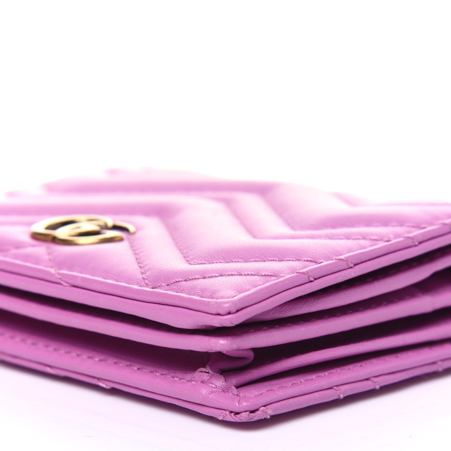 Calfskin Matelasse GG Marmont Card Case Candy Mousse