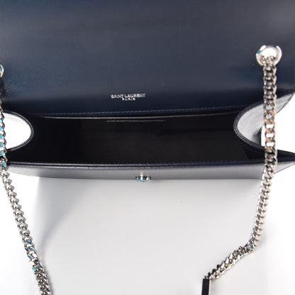 Saint Laurent Grain De Poudre Medium Classic Monogram Kate Satchel Deep Marine 5 of 7