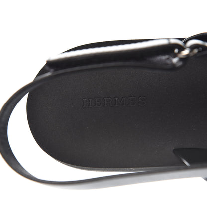 Hermes Calfskin Rubber Tahiti Sandals 39 Black 6 of 10