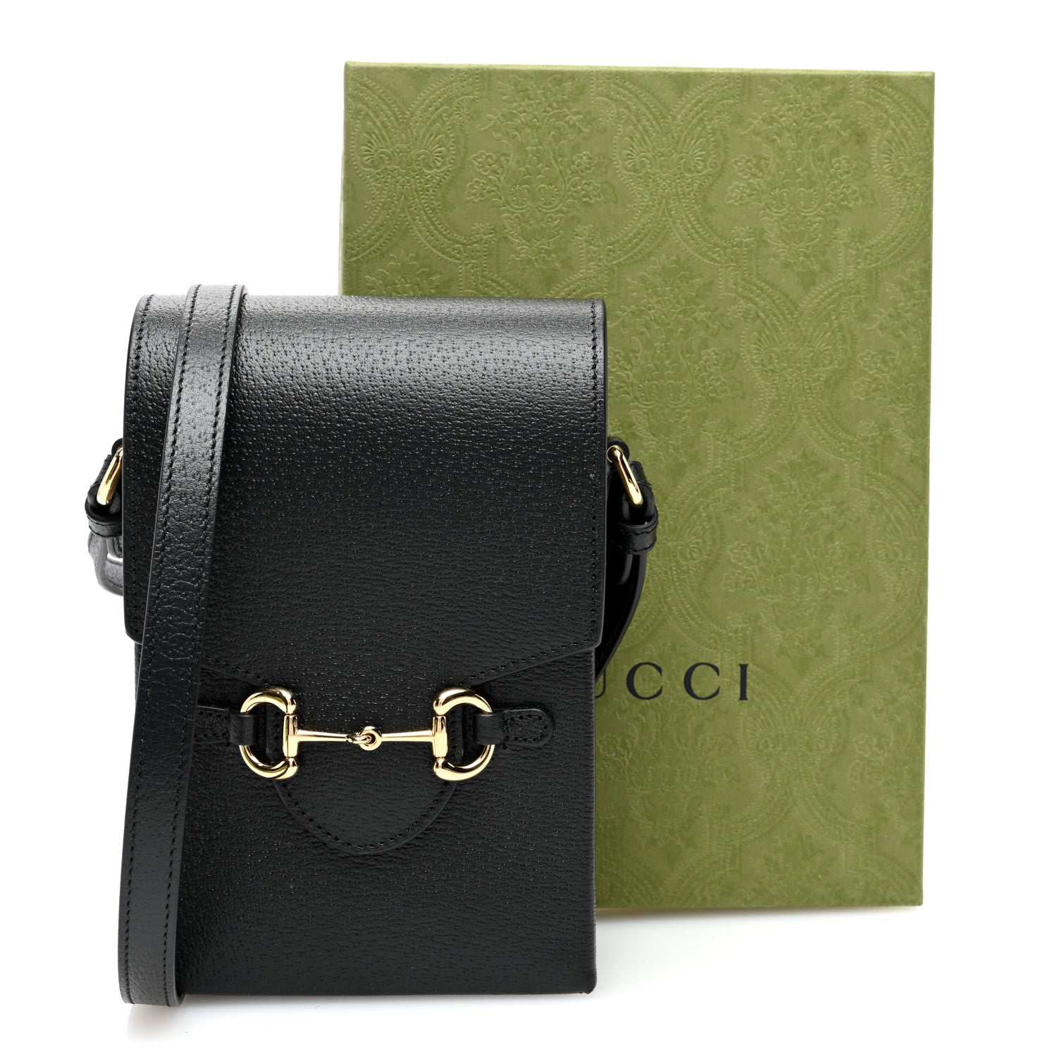 Gucci Boarded Plutone Calfskin Mini Horsebit 1955 Crossbody Bag Black 9 of 9