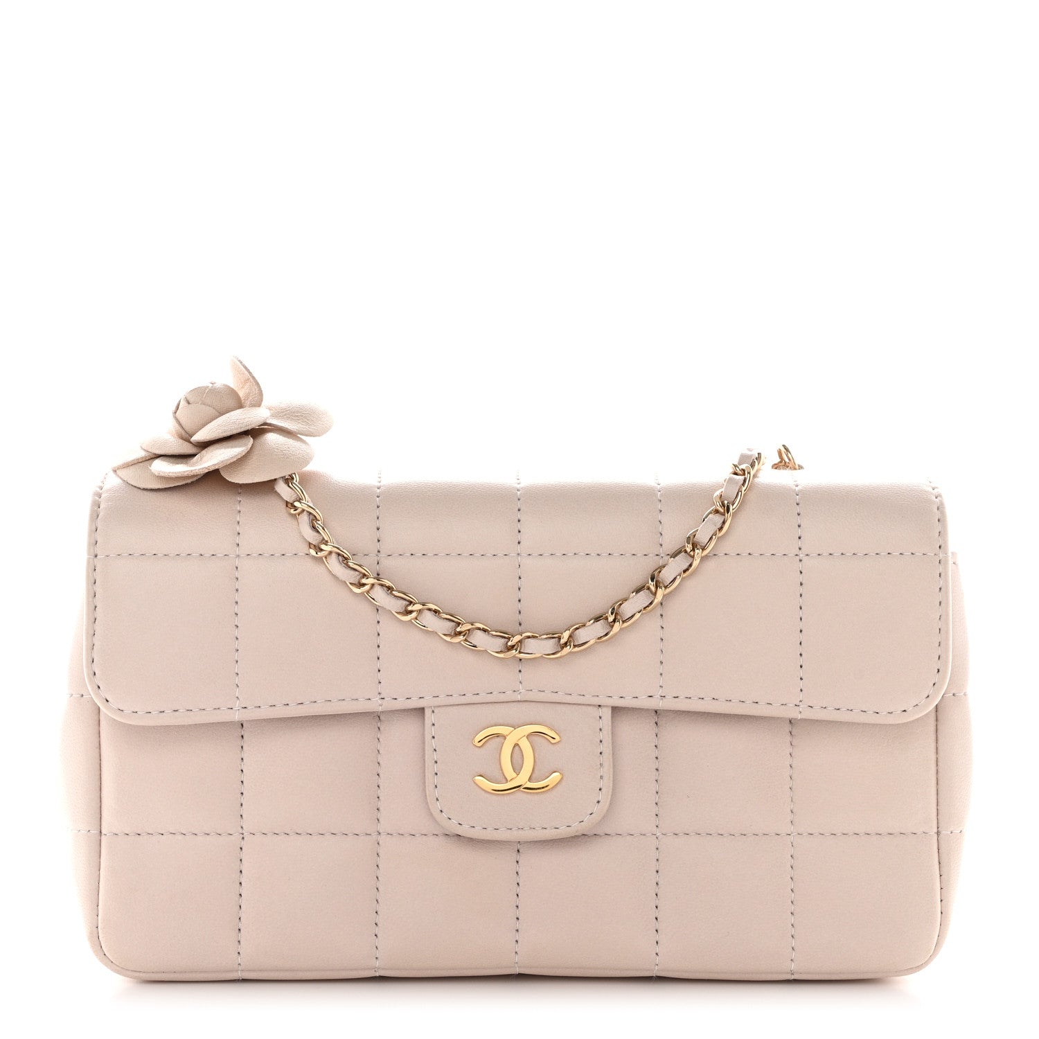 Chanel Lambskin Quilted Mini Chocolate Bar Camellia Flap Pink 1 of 10