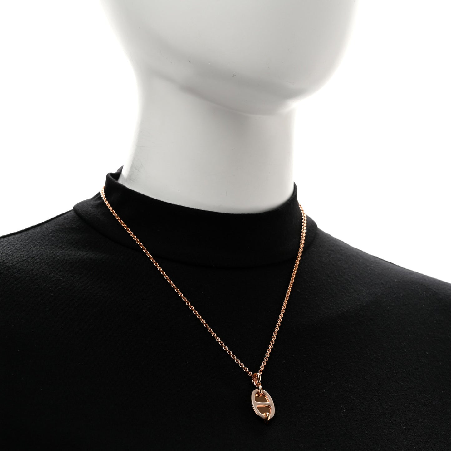 Metal Enamel Mini Maillon Pendant Necklace Marron Glace