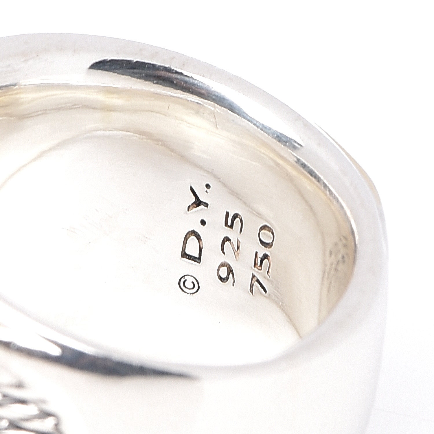 David Yurman Sterling Silver 18K Yellow Gold 16mm Wheaton Cable Band Ring 51 5.75 5 of 5