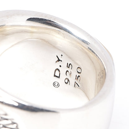 David Yurman Sterling Silver 18K Yellow Gold 16mm Wheaton Cable Band Ring 51 5.75 5 of 5